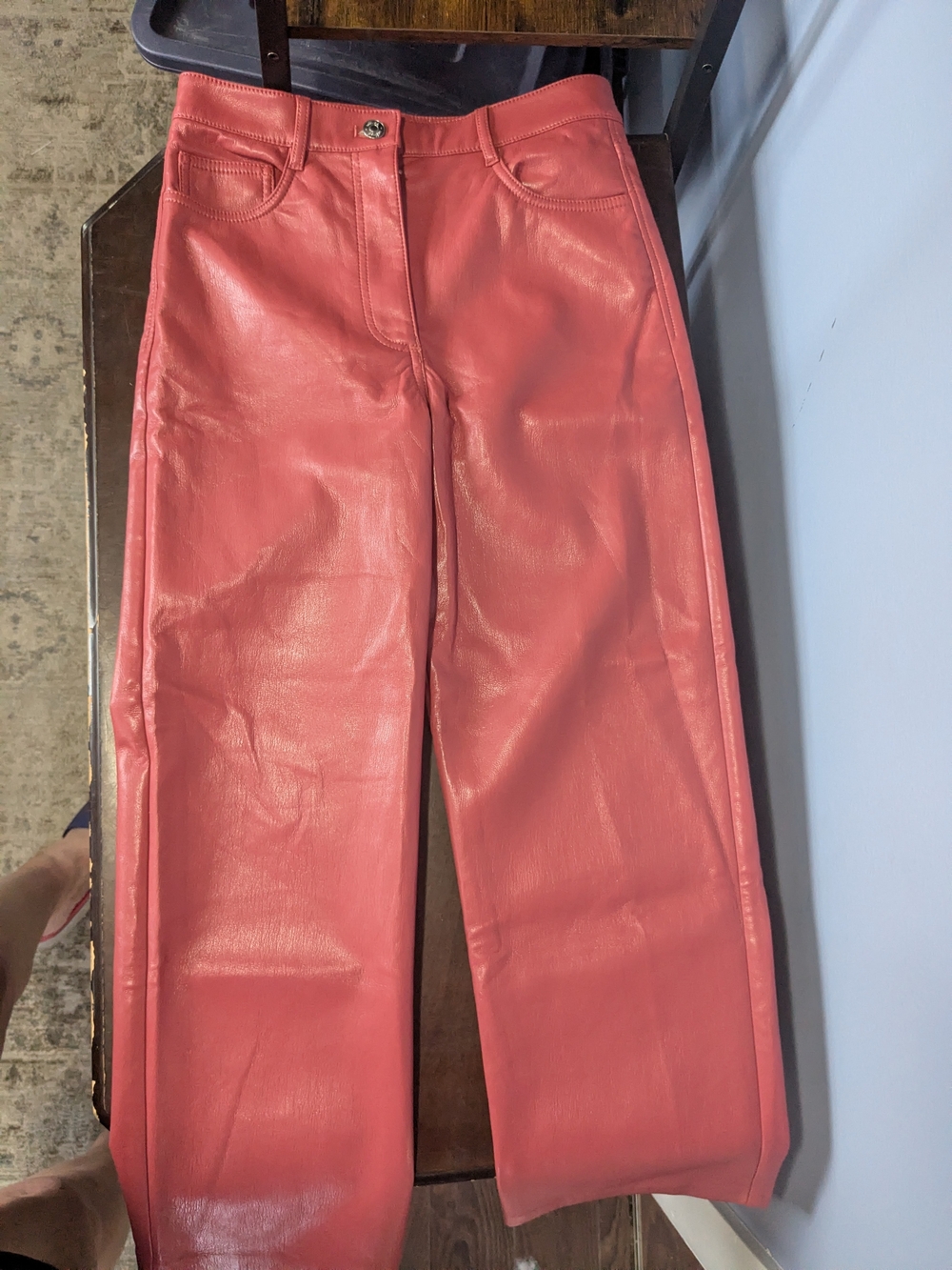 Wilfred Coral Straight-Leg Faux Leather Pants